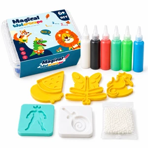 Magical Waterscape Create Colorful Jelly-Like 3D Figures, 6 Color Gel Bottles with 5 Double-Sided Molds and Preparation Powder ,Creative Educational Activity Toy